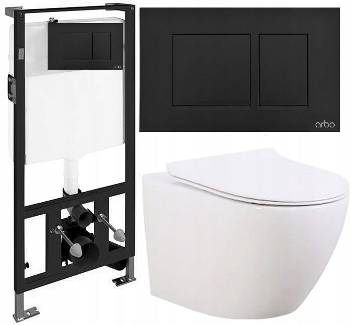 Vorwandelement Wand-Unterputz-WC-Set RAHMEN + WC + Griff SET 7in1 Design 1