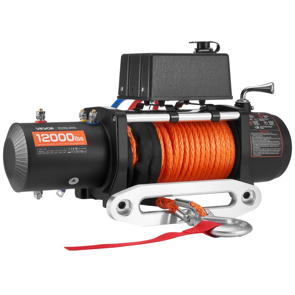 Elektrische Winde, 5400 kg, 12 V DC LKW-Winde mit Φ9,1 mm x 23 m synthetischem Seil, kabellose und kabelgebundene Fernbedienung, IP55 zum Ziehen von SUVs, Jeeps, Anhängern und Booten Elektrische Winde, 5400 kg, 12 V DC LKW-Winde mit Φ9,1 mm x 23 m synthetischem Seil, kabellose und kabelgebundene Fernbedienung, IP55 zum Ziehen von SUVs, Jeeps, Anhängern und Booten