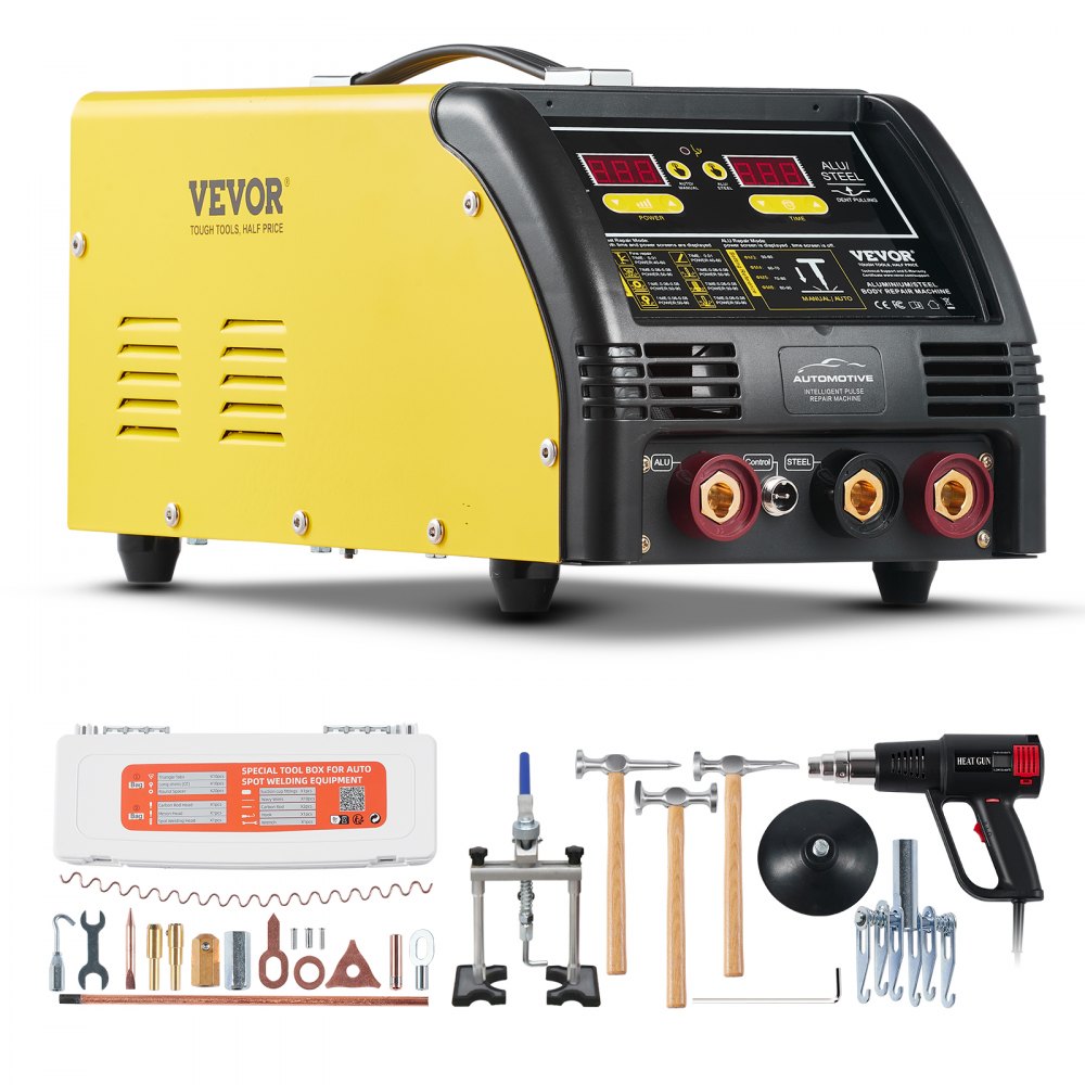 Dual Dent Spotter Deluxe AL/Fe deukreparatieset, 5 kW lasapparaat met automatisch/handmatig lassen en 10 modi, puntlasapparaat voor reparatie van auto-onderdelen van staal en aluminium Dual Dent Spotter Deluxe AL/Fe deukreparatieset, 5 kW lasapparaat met automatisch/handmatig lassen en 10 modi, puntlasapparaat voor reparatie van auto-onderdelen van staal en aluminium