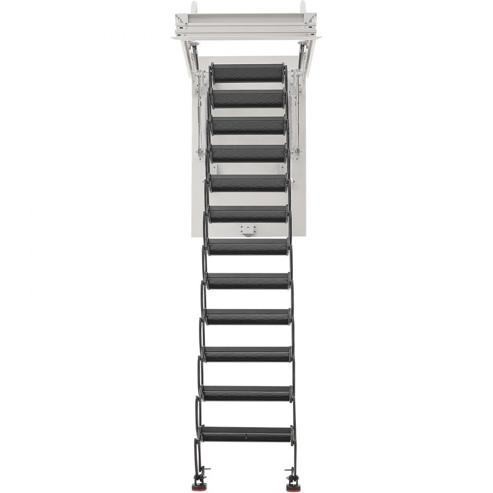 Échelle de grenier, capacité de charge 299,4 kg, adaptée à une hauteur de plafond de 2,9 à 3,1 m et une taille d'ouverture de 1000,76 x 698,5 mm, escalier à ciseaux en acier allié avec tige de traction pour grenier