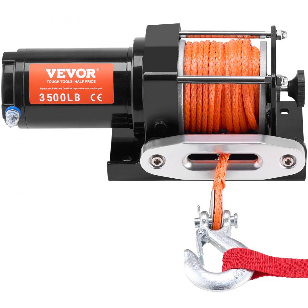 Treuil électrique, capacité de traction de 3 500 lb, treuil 12 V DC ATV/UTV avec corde synthétique Φ 3/16" x 39 pieds 12 brins, guide-câble en aluminium, télécommande filaire, étanche IP55 pour remorquage UTV, ATV, bateau – Réf. HT-22372