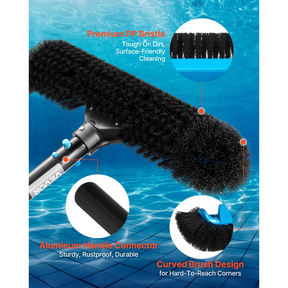 Tête de brosse de piscine, brosses à récurer (508 mm) avec poils en nylon et connecteur de tige en aluminium, tête de brosse pour nettoyer les murs de piscine creusée/hors sol (sans tige) Tête de brosse de piscine, brosses à récurer (508 mm) avec poils en nylon et connecteur de tige en aluminium, tête de brosse pour nettoyer les murs de piscine creusée/hors sol (sans tige)