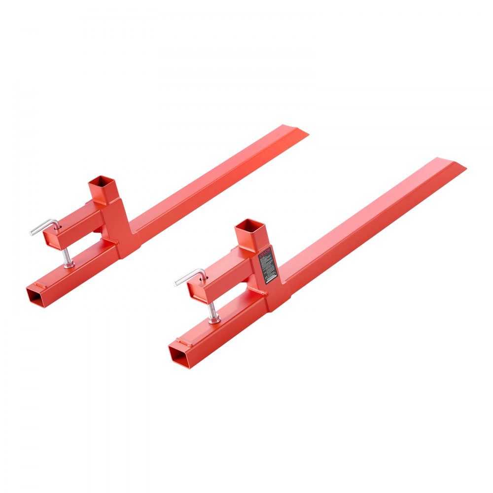 Pallet Forks, 907kg Clamp Fork Carrier, 1090mm Overall Length, Quick Attach Forks, Compatible with Tractor Attachments, Loader Bucket and Skid Steer Loader, Orange