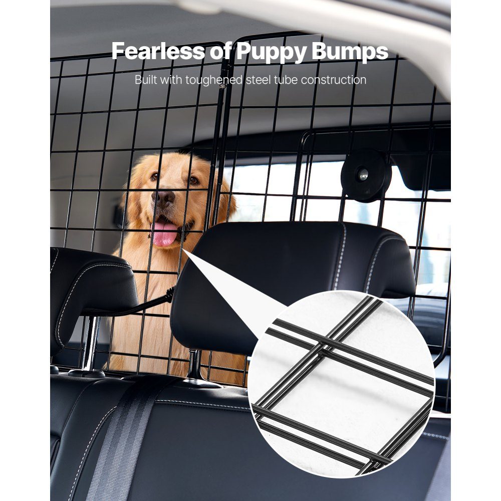 Dog Car Barrier Adjustable Divider Dog Gate (928x423mm) Car Back Seat Guard Wire Mesh Pet Barrier Universal Fit Car Barrier for SUVs Trucks