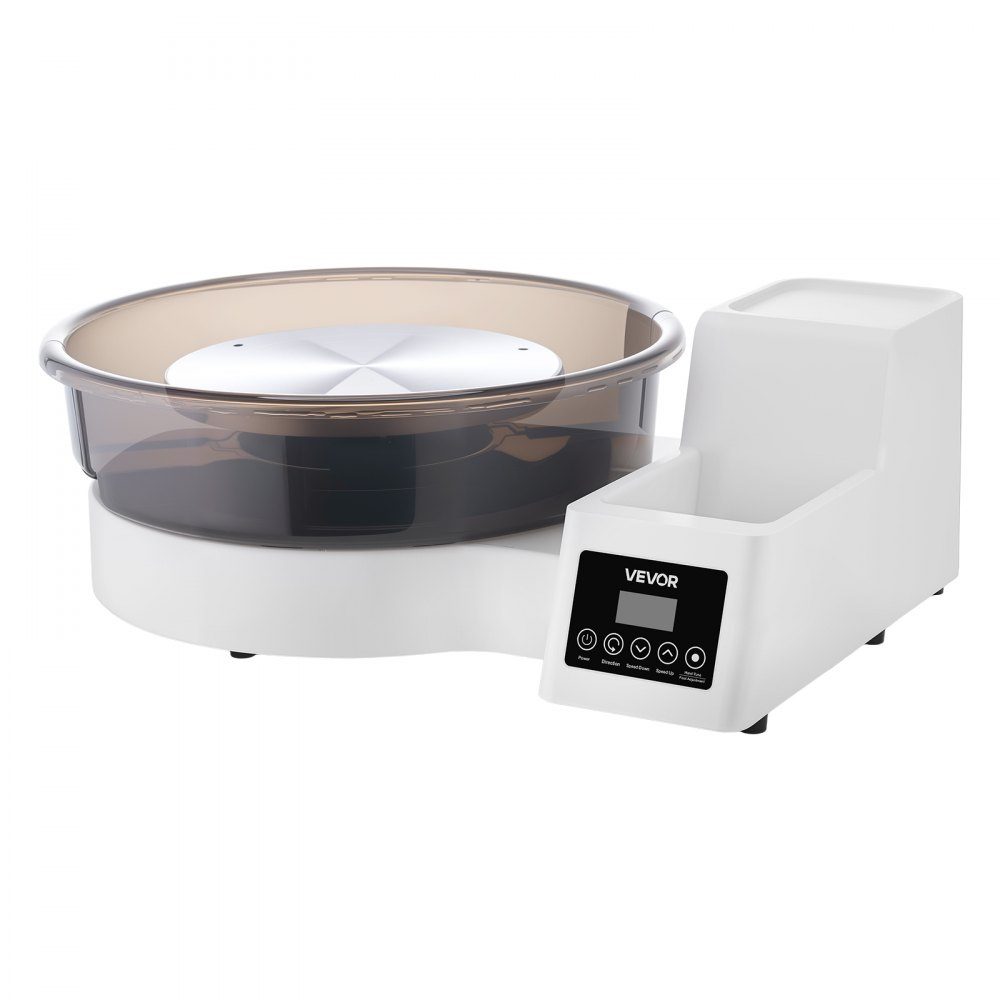 Elektryczne koło garncarskie 450 W, tokarka do ceramiki 28/36 cm Gramofon, koło ceramiczne z pedałem i regulacją prędkości 30-300 obr./min i zdejmowaną umywalką, dla początkujących DIY Clay Art, biały