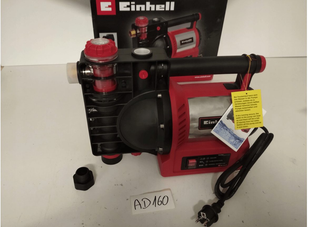 Einhell tuinpomp GE-GP 1246 N FS (1.200 watt, 4.600 l/u, 5 bar leveringsdruk, watervul-/vervuilings-/zuigindicator, droogloopbeveiliging, verbranding/thermische beveiliging, doorstroomsensor met LED, terugslagklep)