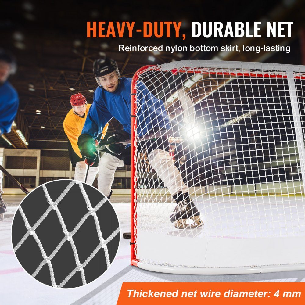 Hockey Goal Street Hockey Net, Street Hockey Goal Hockey Net, 183 x 64 x 122 cm, Hockey Training Goal Set, Official Professional Indoor/Outdoor Steel Tubing Hockey Goal with Net, White/Red, Training