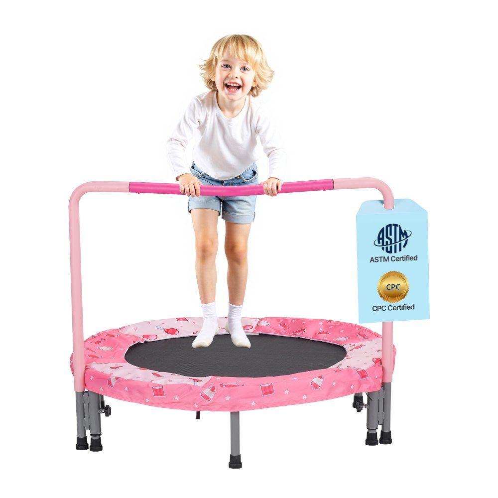 Children's Trampoline, Outdoor Trampoline, 36 Inch, Foldable Trampoline with Handle, Rebounder Trampoline, Garden Trampoline for Toddlers, Birthday Gift for Children Ages 3 and Up, 100kg Load Capacity, Red