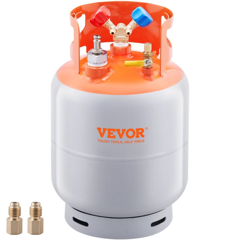 Koudemiddelopvangtank met een capaciteit van 30 lb, AC-opvangtank met ¼ tot ½ adapter, HVAC-opvangtank voor alle koudemiddelen, met sporen van N₂