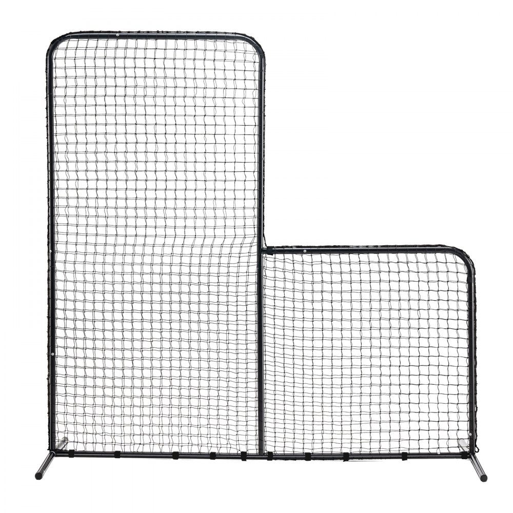L Shape Baseball for Batting Cage, 84" x 38" x 84" Baseball and Softball Safety Umbrella, Portable Batting Net with Carry Bag and Ground Spikes, Pitching Net to Protect Pitchers, Black