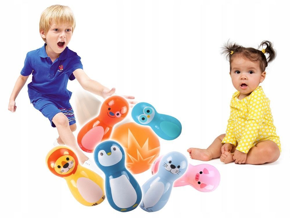 Jeu de quilles de Bowling colorées pour enfants, jouets hochets animaux