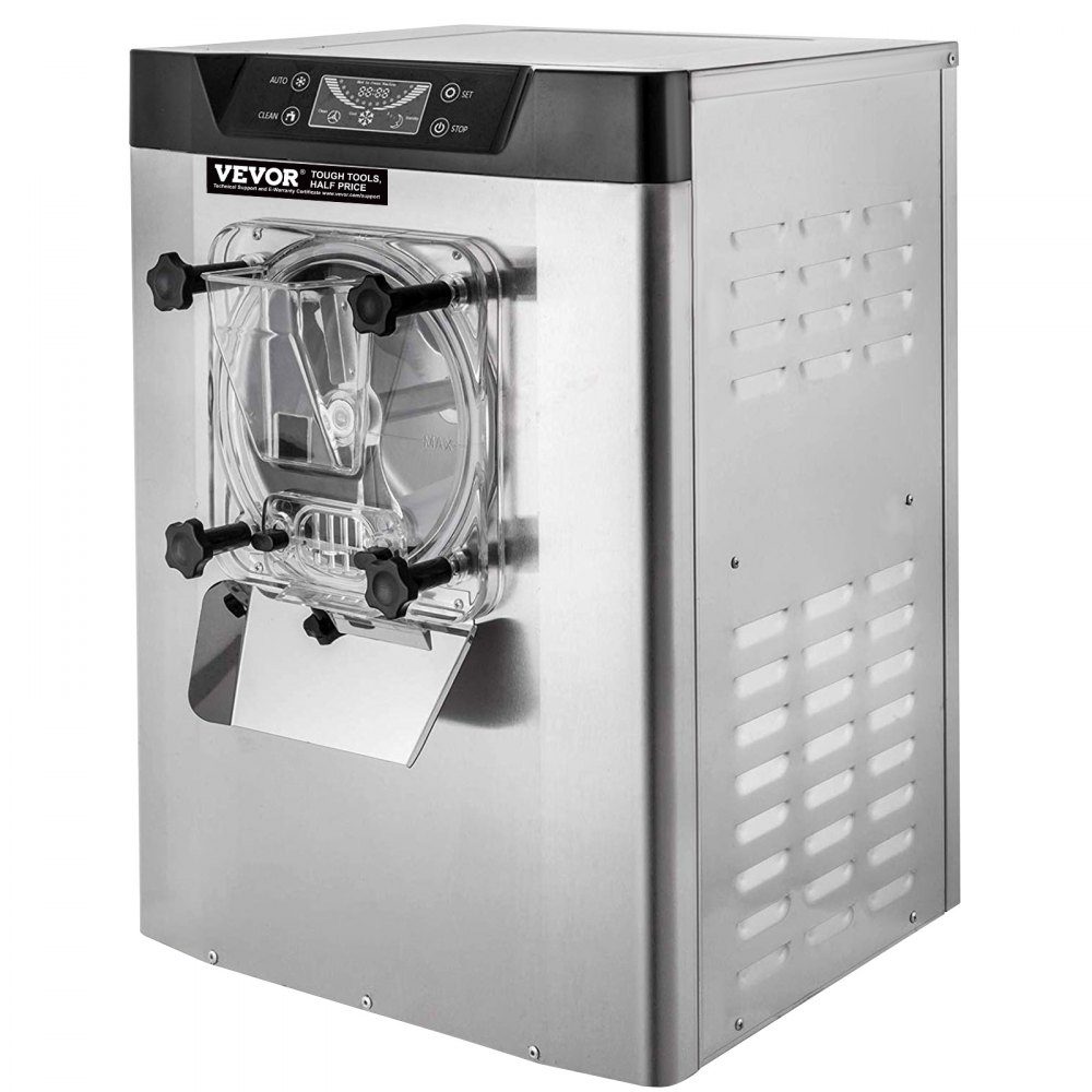 Commercial Ice Cream Machine Ice Cream Machine 16-20 L/H Ice Cream, 1400W Hard Ice Cream Machine with Smart LCD Display and Various Flavors, for Snack Bar, Restaurant Silver