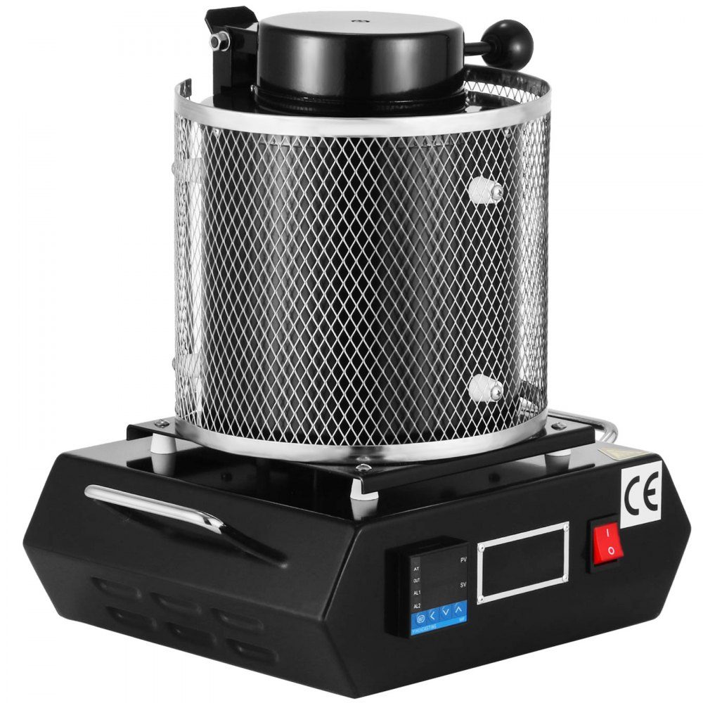 Gold Melting Furnace 1350W 1150℃ Maximum Temperature Digital Electric Melting Furnace 3kg Ceramic Crucible for Casting and Refining Precious Metals Processing Gold Silver Aluminum