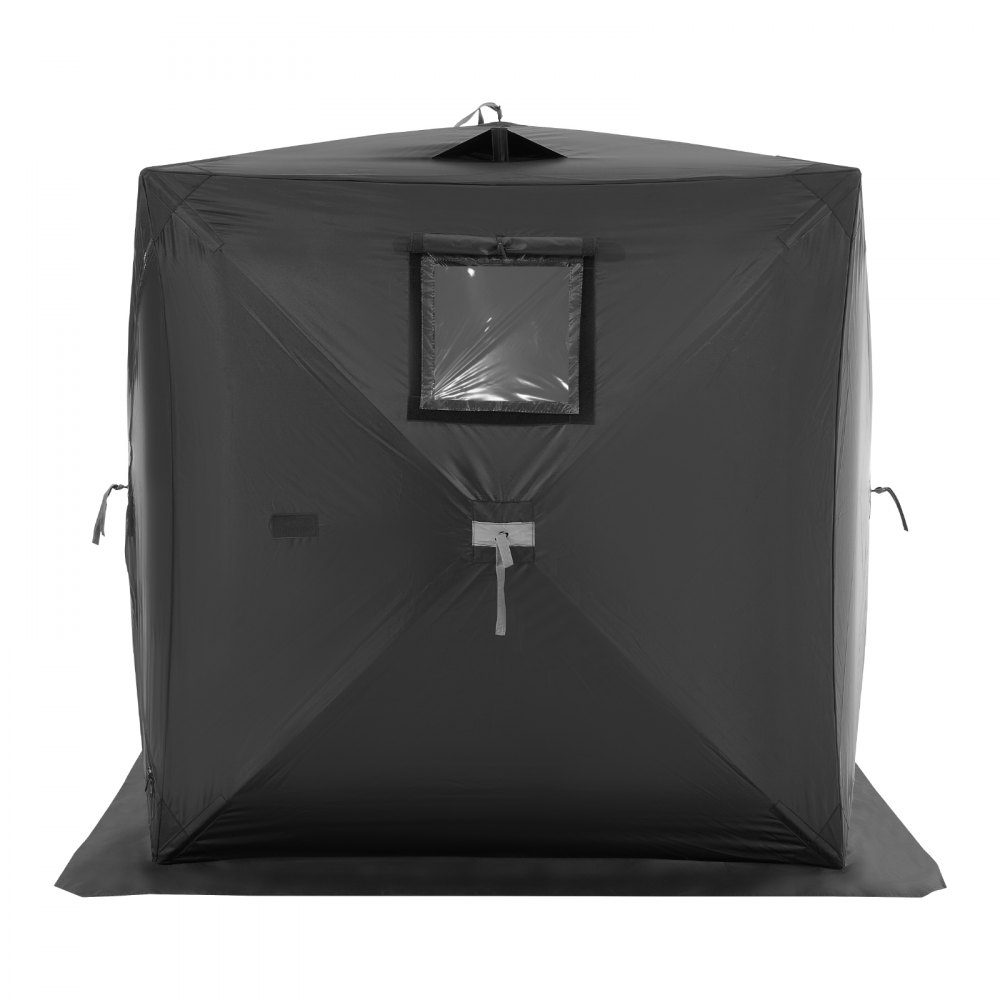 Tragbares Eisangelzelt, Pop-up-Eisangelzelt für 1–2 Personen, Angelzelt aus 300D-Oxford-Stoff, Angelschirm für Winterangeln, Zelt mit Ankern/Seil/Tragetasche, 1,5 x 1,5 x 1,65 m, schwarz