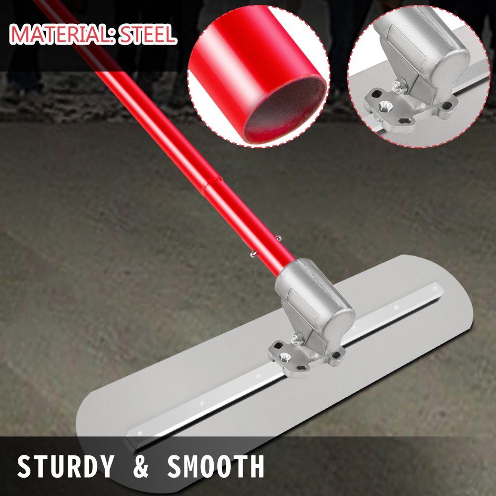 Bull Float Concrete Float 900 x 200mm, Complete Concrete Tool Trowel Set, Handle Length 3 x 1.8m, Trowel, Steel Base, Adjustable Construction Aid