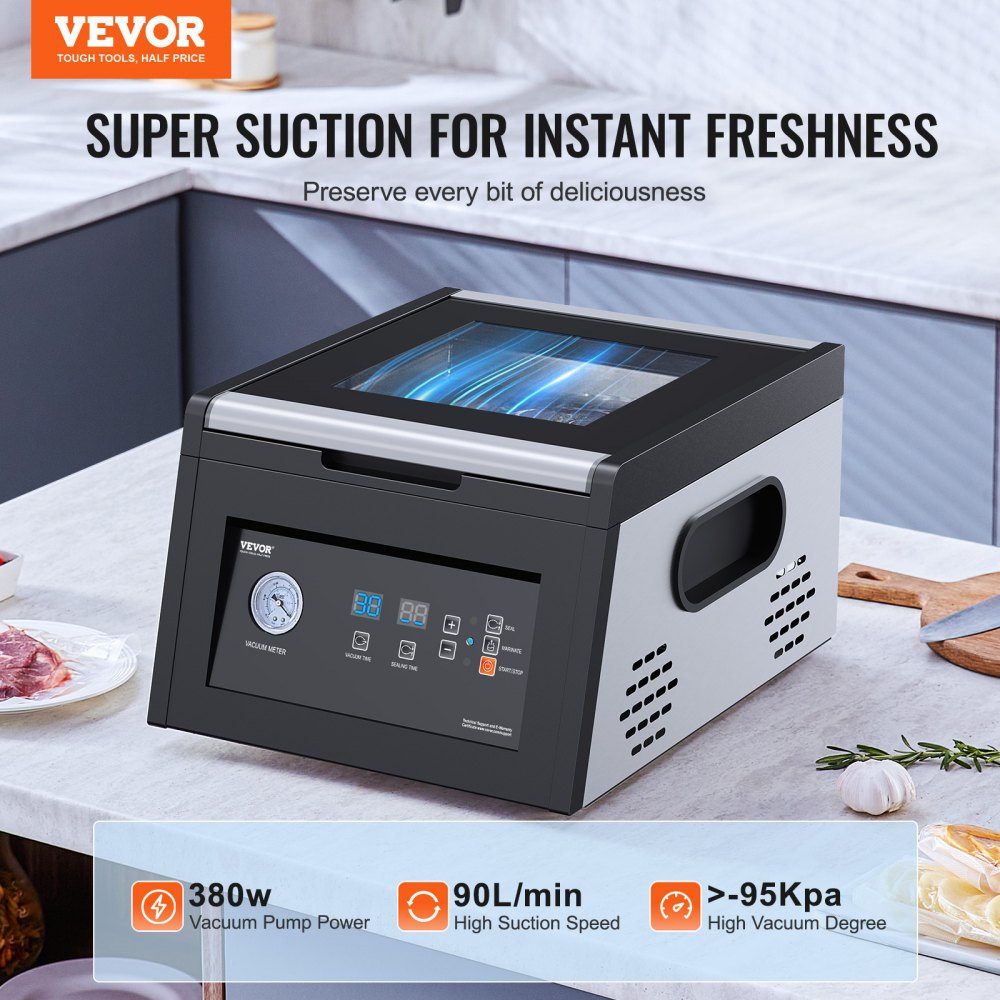 Kammer-Vakuumierer, 380 W, Nassfutter-Fleisch-Verpackungsmaschine, kompaktes Design, idealer kommerzieller Vakuumierer für den professionellen und privaten Gebrauch