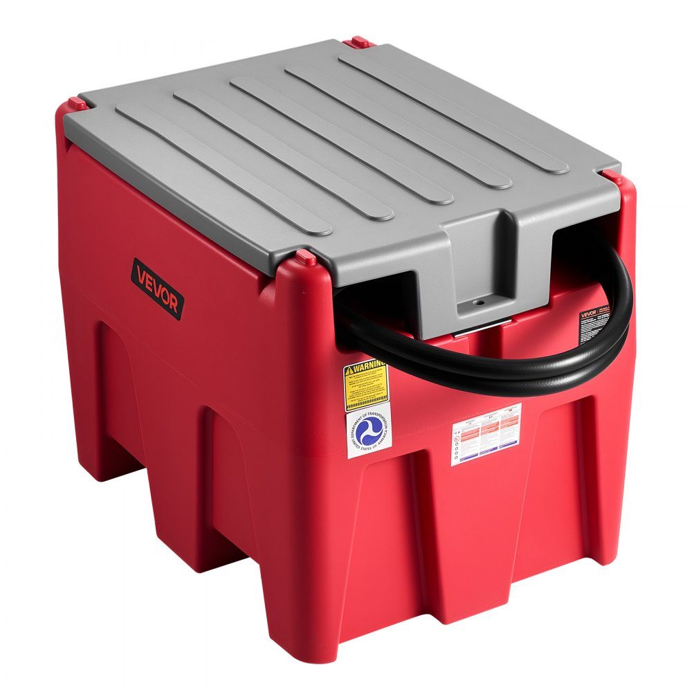 Portable diesel and petrol tank, 220L, 45L/min flow rate, diesel fuel tank with 12V transfer pump, 4m hose, automatic refueling nozzle, fuel transport transfer tank, red