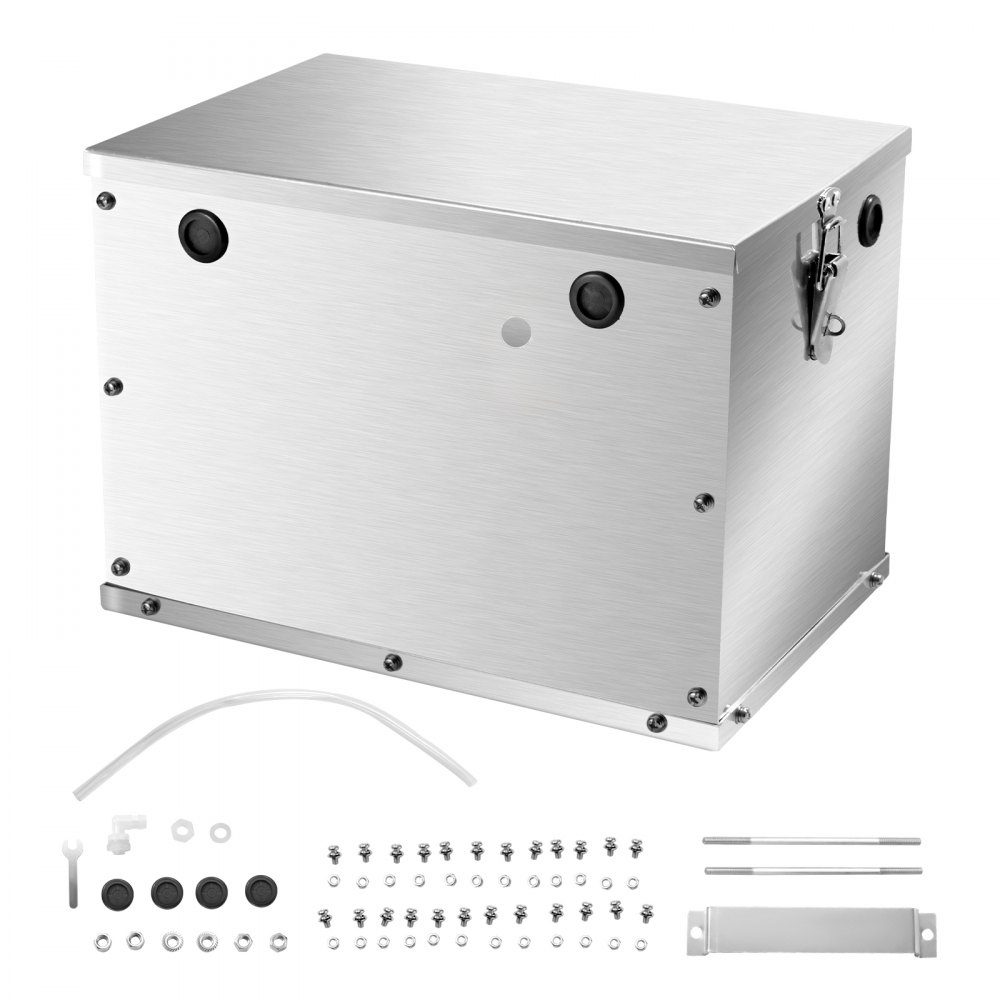 Batteriekasten, Gruppe 24/31, Batteriekasten für Schiffsbatterien mit Griffen und Kabellöchern mit Gummitülle, Gehäuse aus Aluminiumlegierung, geeignet für Offroad-Rennwagen und LKWs