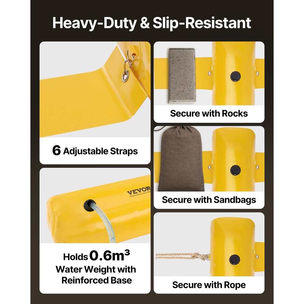 Flood Bags, Reusable PVC Water Drain Pipes, Lightweight, with Excellent Waterproof Effect, Used for Doors, Garages, Yellow