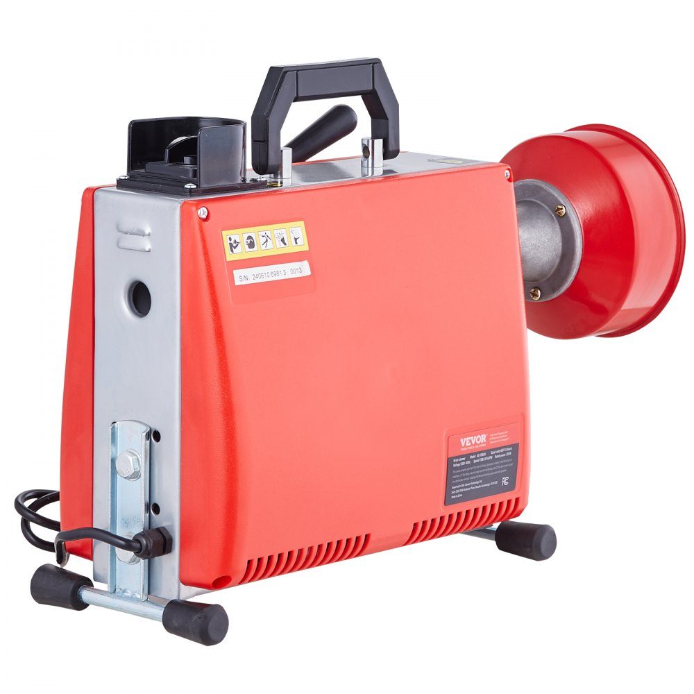 250W Rohrreinigungsmaschine Rohrreinigungsgerät, 20mx15,8mm/4,6mx9,5mm Stahlkabel für Rohre von 4-10 cm, mit 7 Schnellwechsel-Rohrschneidern für Wohnungen, Büros und öffentliche Räume