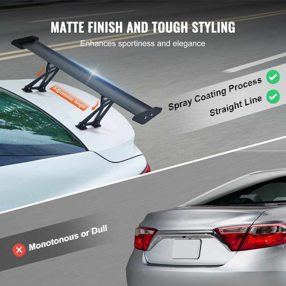 GT Wing autospoiler, 43,3 inch universele enkeldekspoiler, verstelbare lichtgewicht aluminium auto achterspoilervleugel, racespoiler BGW/JDM Drift Zwart
