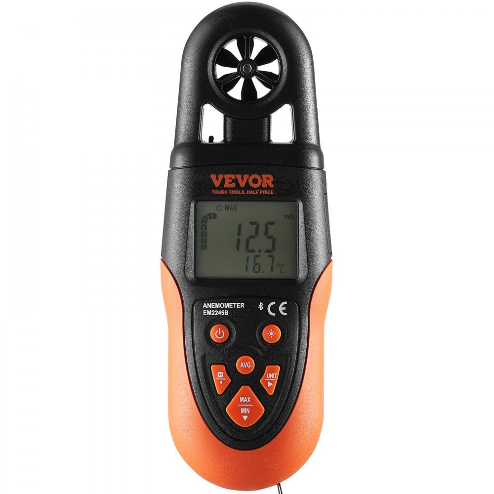 Anemometer 78,4 MPH Luftgeschwindigkeitsmesser 191 x 67 x 43 mm Anemometer IP44 Windmesser Windstärkemesser MAX/MIN/AVG/CU Windgeschwindigkeitsdaten Bluetooth-Geschwindigkeitsmesser