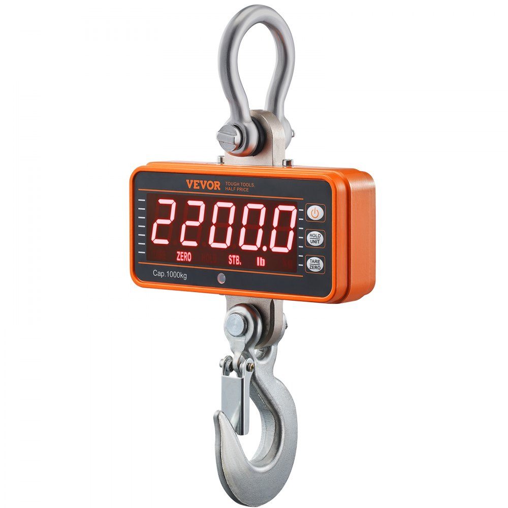 Digitale Hängewaage, 9 bis 1000 kg, Kranwaage, lbs/kg/N, Zugwaage, 0,2 kg Genauigkeit, Spielwaage, Industriewaage, LED-Display, Hängewaage, tragbare Mini-Waage mit Fernbedienung, 9 Funktionen