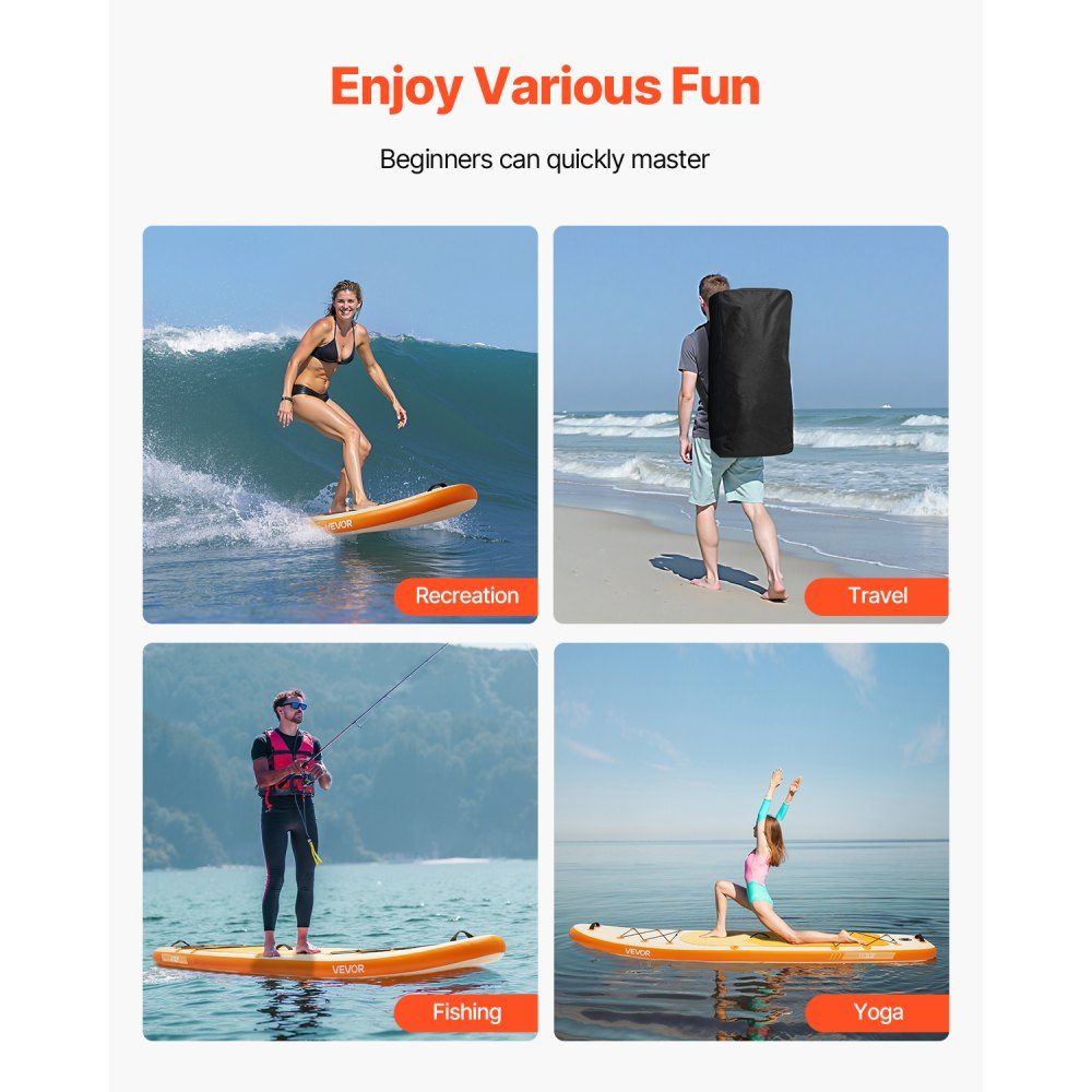 Inflatable Stand Up Paddle Board (135" x 33" x 6") Paddle Board Complete Set Including Pump, Paddle Fin Backpack, Ankle Leash Strap, Non-Slip Deck for Teens and Adults