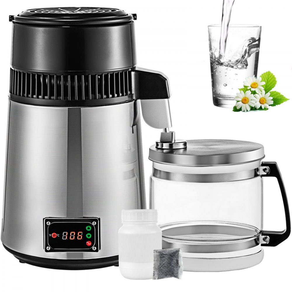 Destylator wody SC-3, profesjonalny destylator wody ze stali nierdzewnej, moc 750 W i pojemność 4 l, do laboratoriów, szpitali, biur, wydajność destylacji 1 l/h