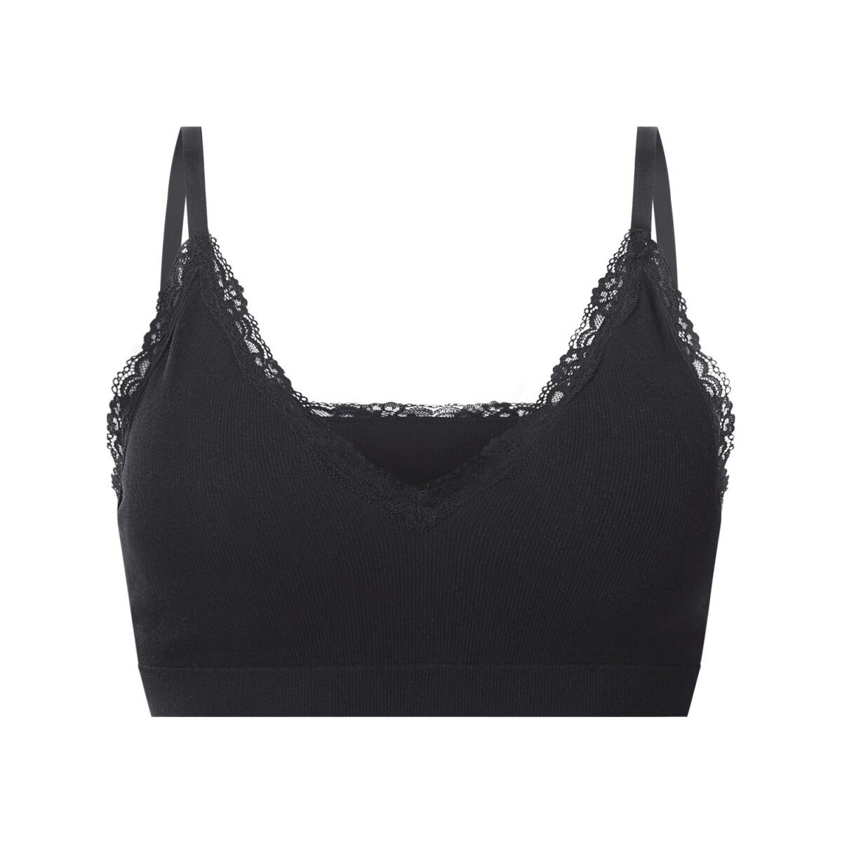 esmara® Damen Geripptes Bustier mit Spitze (Schwarz, S(36/38))