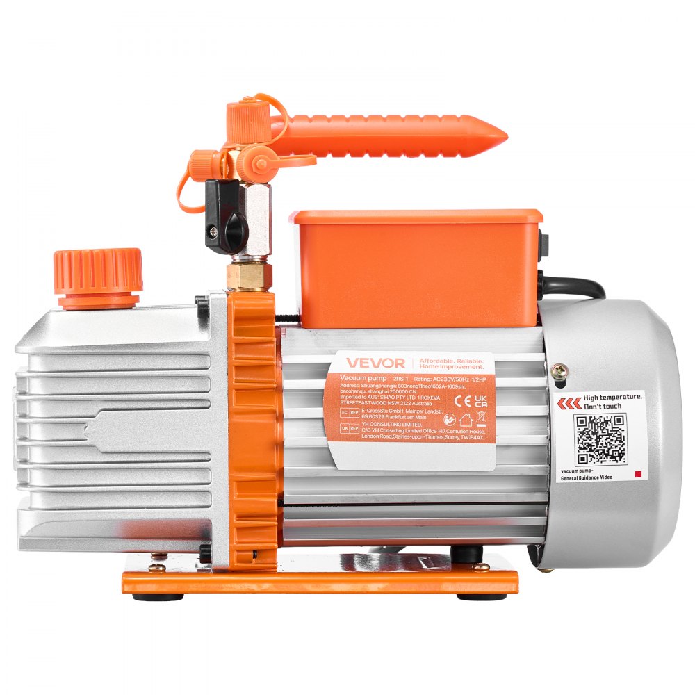 Vacuümpomp, 5 CFM 142 L/min, tweetraps, 375 W, geschikt voor R134a-, R22- en R410a-systemen, 4-polige motor, voor onderhoud van auto-airconditioning en harsontgassing, inclusief olie Vacuümpomp, 5 CFM 142 L/min, tweetraps, 375 W, geschikt voor R134a-, R22- en R410a-systemen, 4-polige motor, voor onderhoud van auto-airconditioning en harsontgassing, inclusief olie