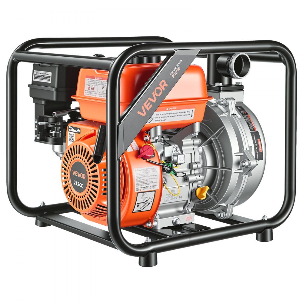 Benzin-Wasserpumpe 49,9 m Förderhöhe, Schmutzwasserpumpe 6 PS, tragbare Motorpumpe, Benzinmotor mit 762 cm Auslaufschlauch, Gusslaufrad, Gartenpumpe für Bewässerung, Teiche & Pools