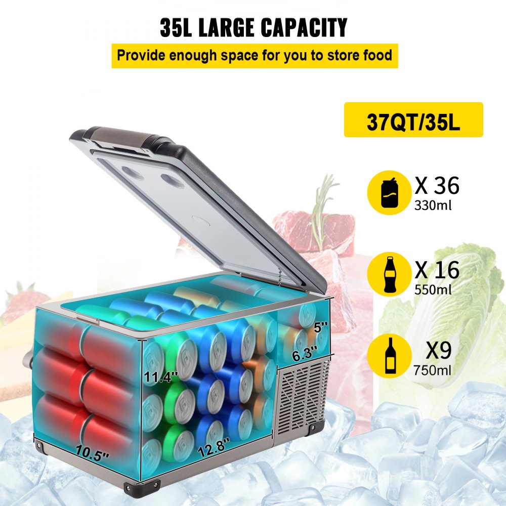 35 L compressor cool box stainless steel, car refrigerator 12/24 V DC & 220 V AC, mini refrigerator portable -20 °C to 20 °C, insulated box ideal for car, truck, motorhome, camping holiday 35 L compressor cool box stainless steel, car refrigerator 12/24 V DC & 220 V AC, mini refrigerator portable -20 °C to 20 °C, insulated box ideal for car, truck, motorhome, camping holiday