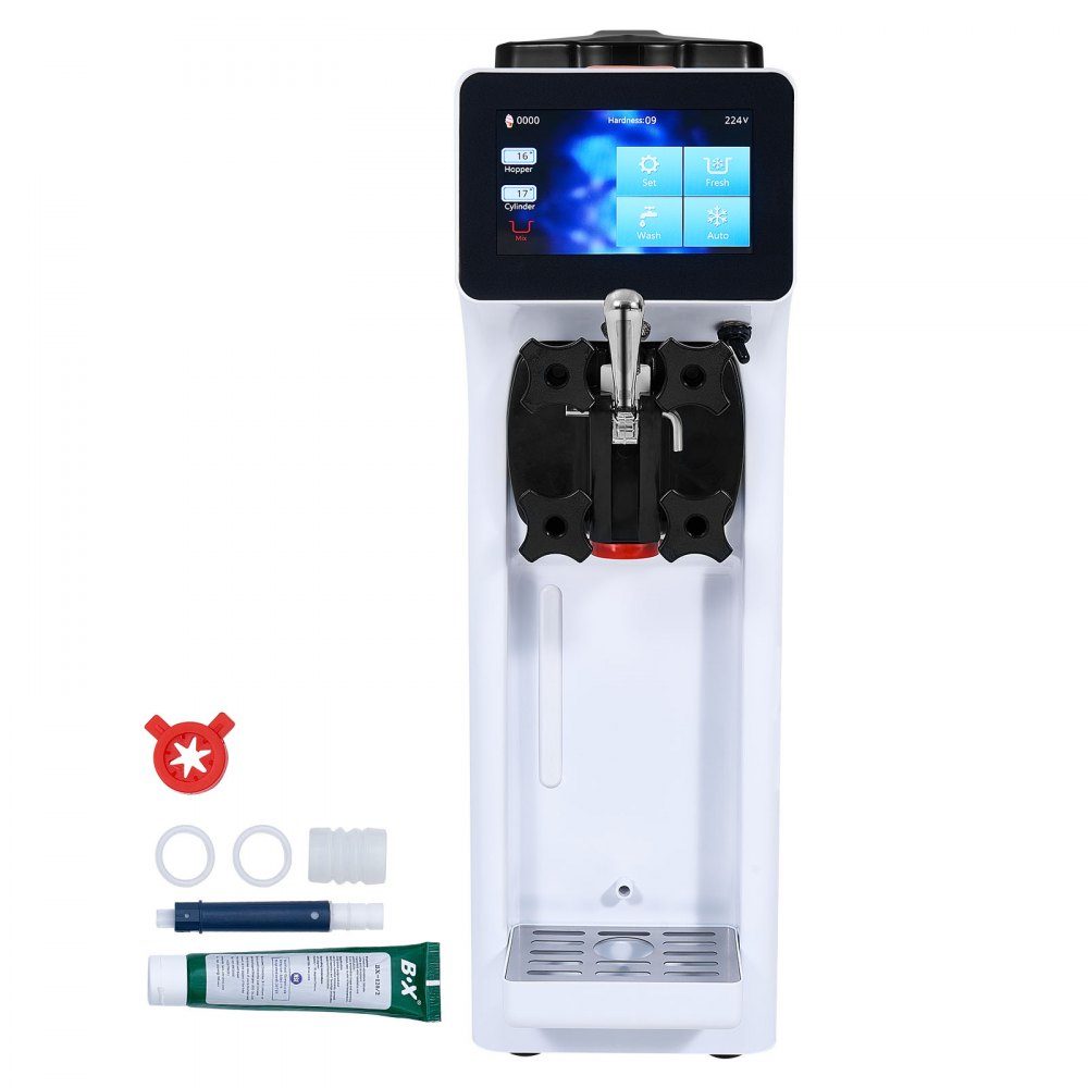 Machine à glace professionnelle, débit 10 l/h, machine à glace molle, saveur unique, plan de travail, trémie 4 l, cylindre 1,6 l, écran tactile, nettoyage automatique, snack-bars pré-refroidissement