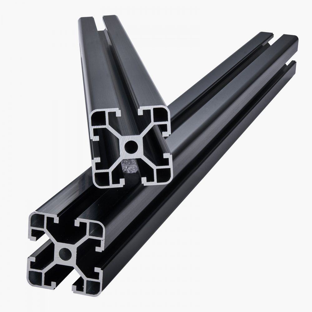 Lot de 4 profilés d'extrusion d'aluminium 4040 à rainure en T de 600 mm, norme européenne, profil de rainure de rail linéaire anodisé pour imprimante 3D, machine CNC, gravure laser DIY, noir