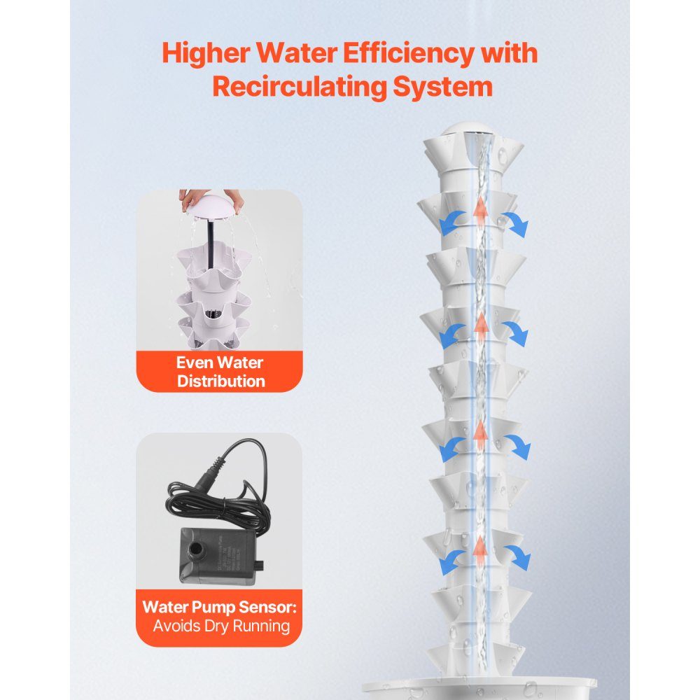 Hydroponic Growing System, 50 Slots Vertical 10 Tier Hydroponic Tower Hydronic Garden with Water Pump and Wheels Indoor Plant Germination Kit for Herbs, Fruits and Vegetables