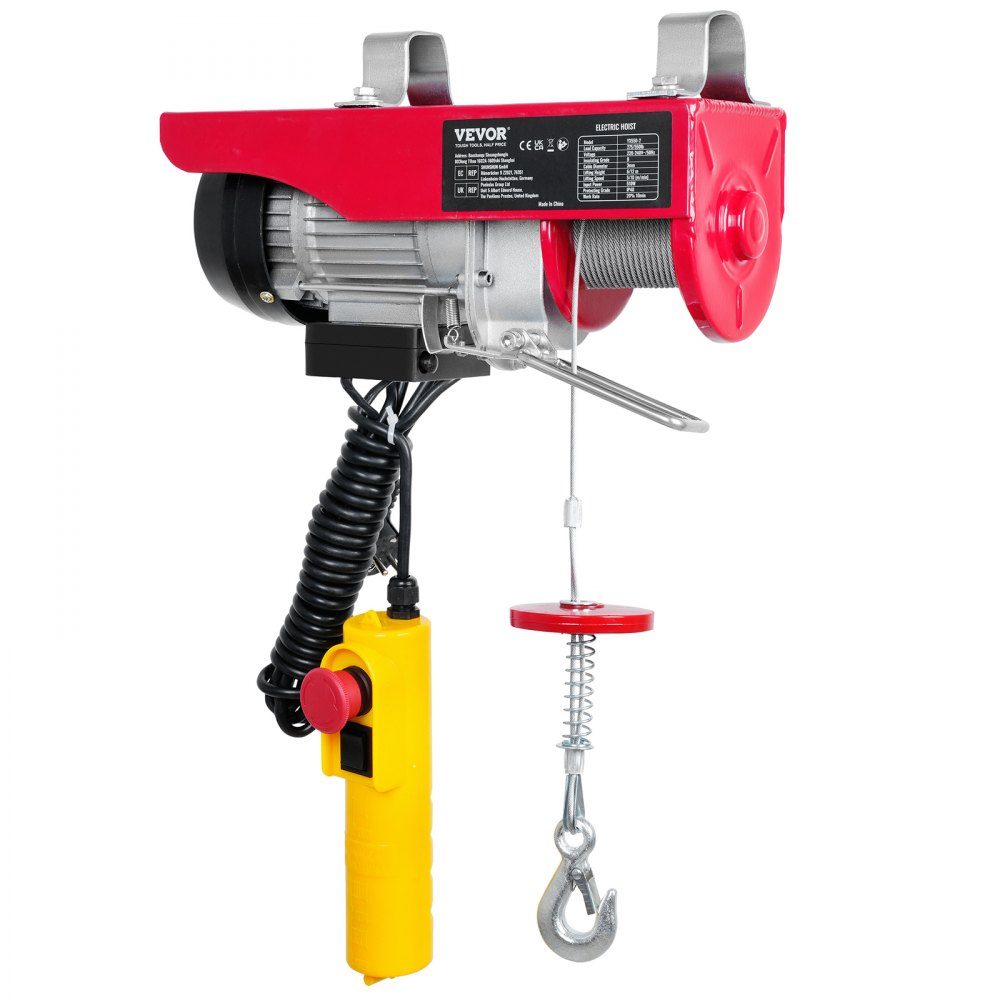 230 V elektrische Seilwinde, 125 kg bis 250 kg Hubhöhe, 12 m Seilzugmotorwinde, 510 W Motorflaschenzug, 10 m/min Hubgeschwindigkeit, Hebezeug mit kabelgebundener Fernbedienung, Seilzug, Kettenzug