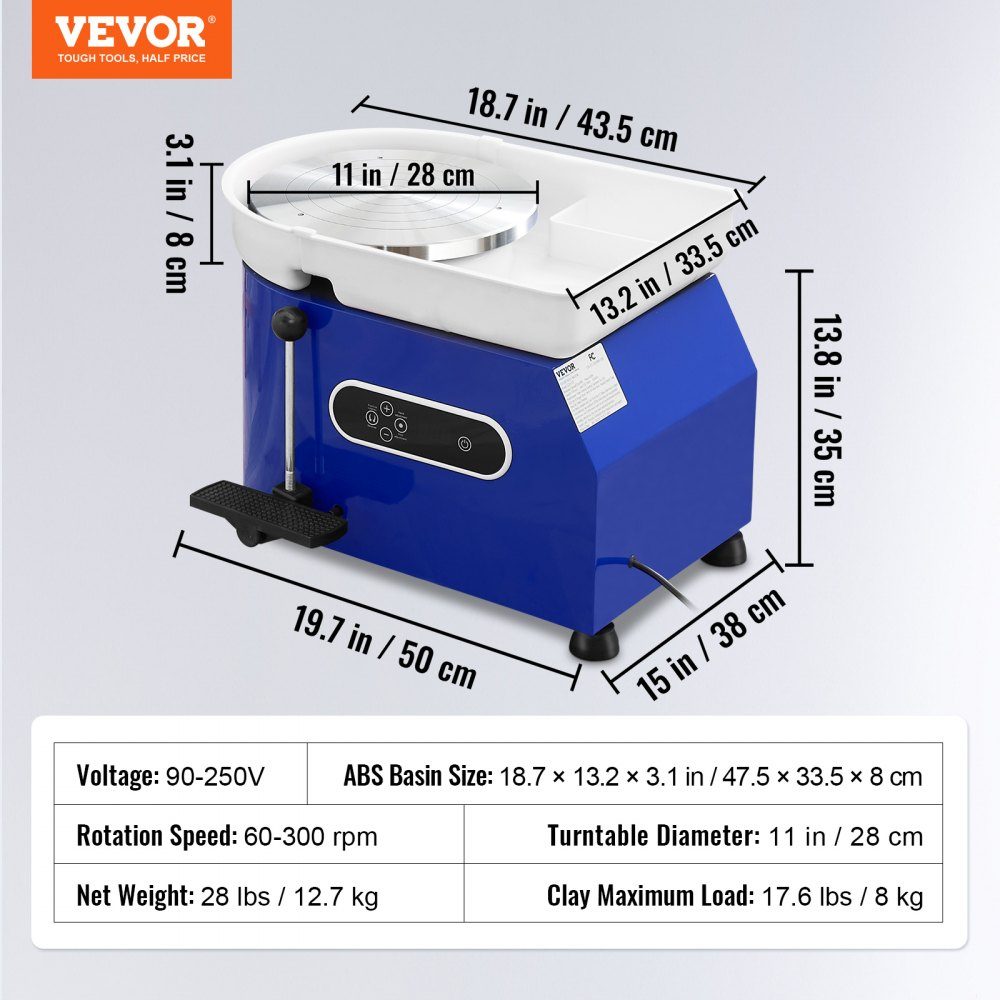 Pottery Wheel Ceramic Wheel 450W Electric Pottery Wheel 28cm 300RPM Pottery Wheel with Pedal and Apron Forming Machine Suitable for Beginners and Enthusiasts