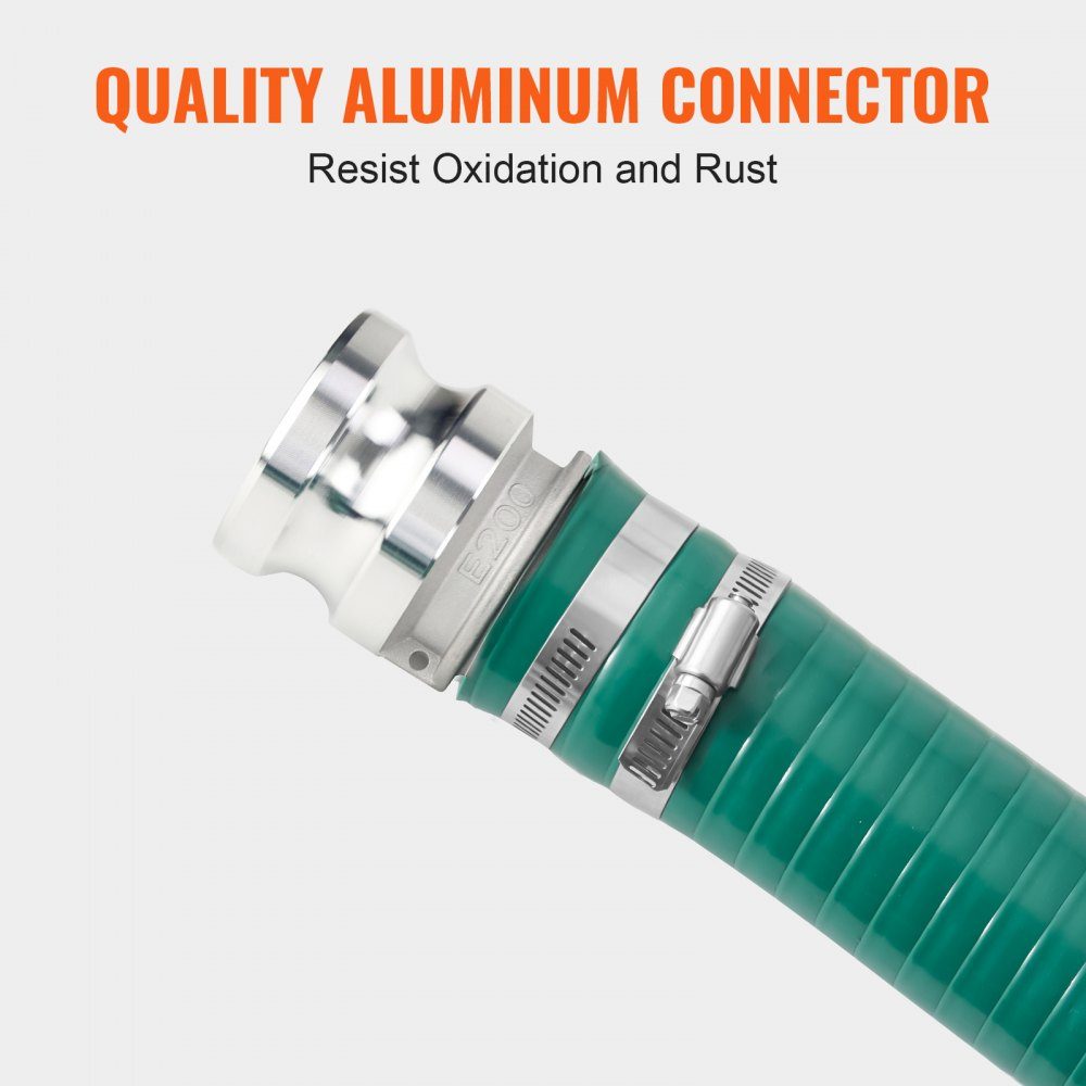 50,8 mm x 6,1 m zuigslang, pompslang met camlock-connectoren en aluminium connectoren, geschikt voor verschillende pompen, afvalwaterbehandeling, watertransport en andere doeleinden