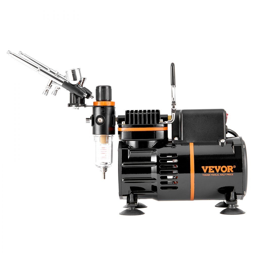 Airbrush-set, luchtcompressor met dubbele ventilator, professionele airbrush-systeemset met 3 airbrushes, houder, verfmengwiel, reinigingsborstelset, airbrush-set voor kunst, nagels, koekjes, make-up, K