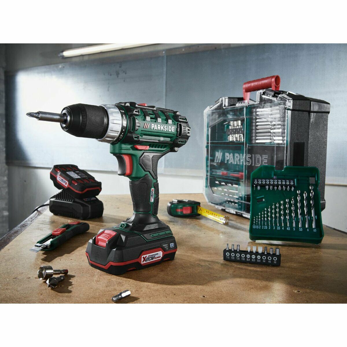 PARKSIDE® cordless drill/driver set “PABS 20-Li”, with 2 batteries and charger PABS 20-Li F7 z 2