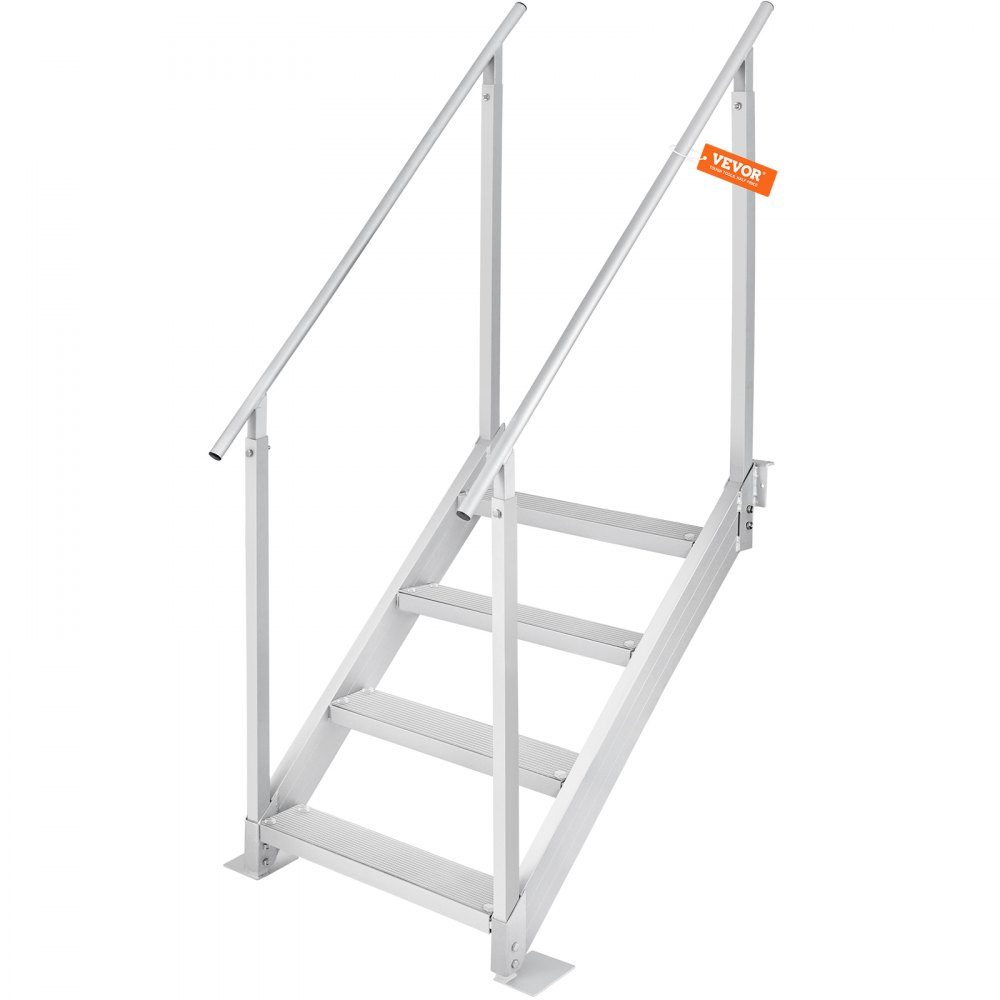 4-stufige Badeleiter mit zwei Handläufen, Bootsleiter, 800 x 1850 x 1750 mm, Poolleiter aus Aluminiumlegierung, Treppenleiter, 250 kg Tragkraft, 55 x 10 cm Pedale, ideal für Häfen, Bootsschwimmbäder