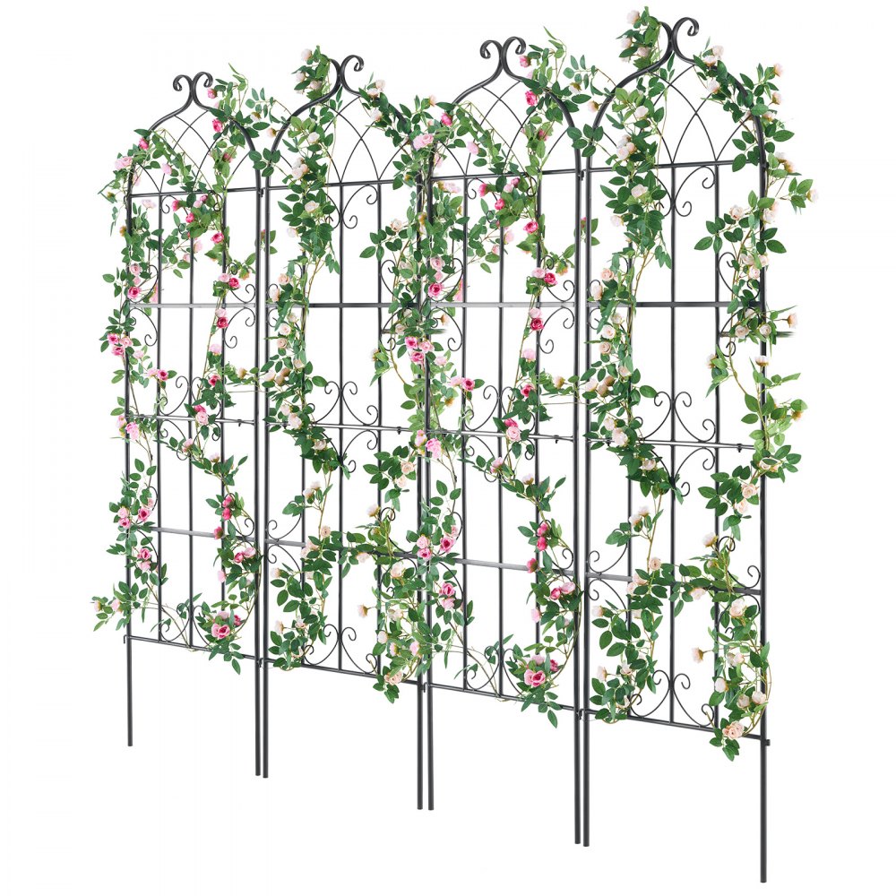 Rankgitter für Kletterpflanzen, 51 x 180 cm, 4er-Set, rostfreies Metallgitter für Gartenblumen, Rankgitter für Rosen, Rankhilfe, Gurkenstütze, dekoratives Clematis-Rankgitter für Innenhöfe und Rasenflächen