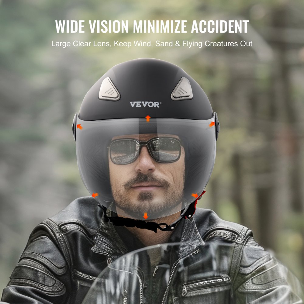 Motorradhelm Motocross-Helme 3/4 Gesichtsgröße L, Helme aus ABS mit Wechselgläsern, ECE-geprüfter komfortabler Motocross-Helm, für Jugendliche & Erwachsene schwarz Motorradhelm Motocross-Helme 3/4 Gesichtsgröße L, Helme aus ABS mit Wechselgläsern, ECE-geprüfter komfortabler Motocross-Helm, für Jugendliche & Erwachsene schwarz
