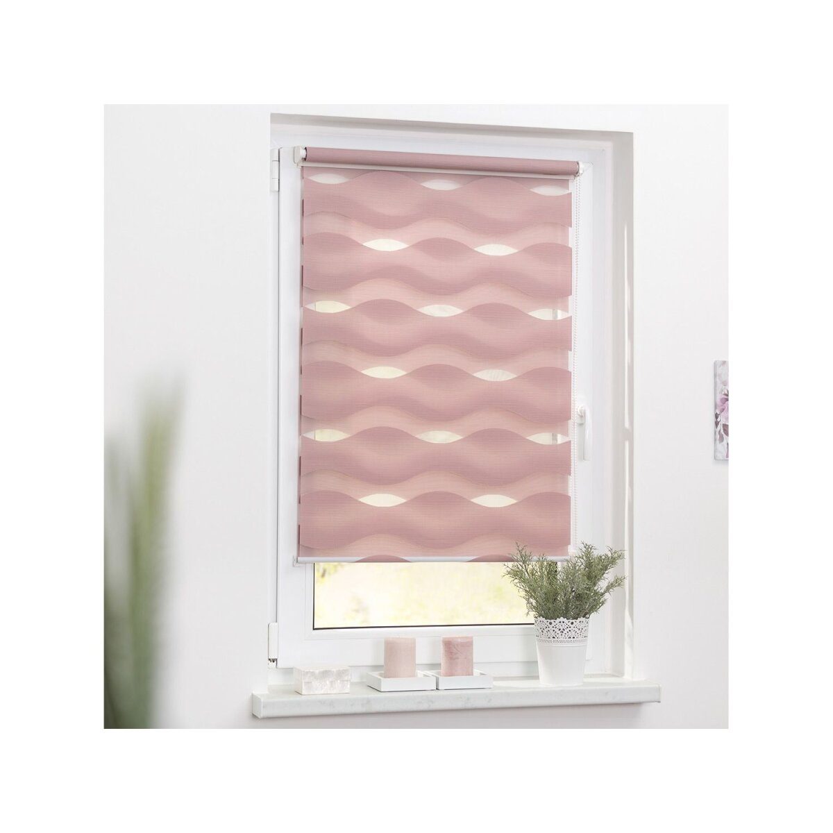 Lichtblick Duo roller blind wave Klemmfix, no drilling required, from 45x150 cm (old pink, 90x150 cm)