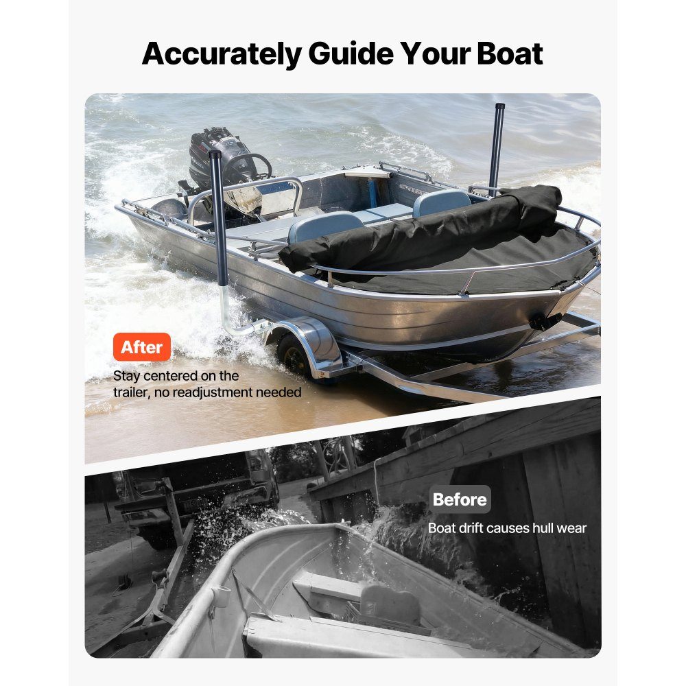 Bootsanhängerführungen 1016 mm / 1219 mm Höhe, 0-13 cm verstellbare Breite, Anhängerführung aus hochfestem Stahl mit PVC-Rohren, geeignet für Skiboote, Fischerboote, kleine Segelboote
