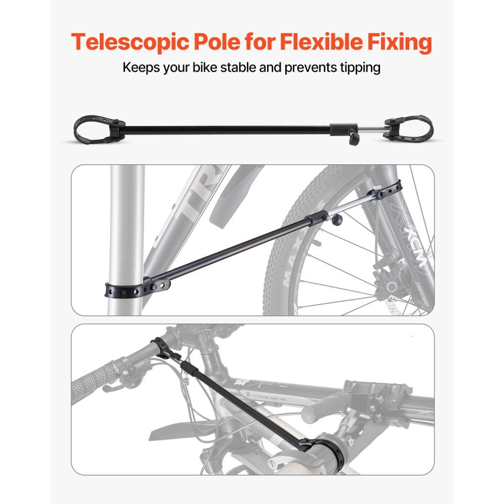 Support de réparation de vélo, support de réparation de vélo (capacité de charge de 49,9 kg) avec hauteur réglable de 1025 à 1510 mm et grand plateau à outils, support d'entretien pliable pour vélos de montagne, vélos de route