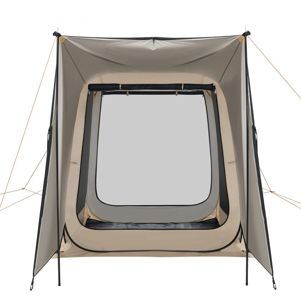 Namiot kempingowy 72" x 72" Pop-Up SUV Namiot z tylną klapą Przenośny namiot imprezowy dla 4-6 osób z torbą do noszenia Siatkowe ściany boczne na kemping Ogród Zajęcia na świeżym powietrzu Beżowy