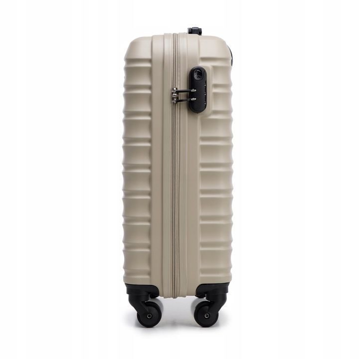 Premium Koffer Reisekoffer Bordkoffer mit Rippen ABS-Kunststoff 34l Beige