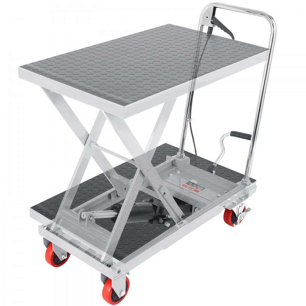 Hydraulic scissor lift table 230 kg load capacity lift table trolley 220-720 mm lifting range lift table workshop 700 x 450 mm platform scissor lift truck single scissor gray factories warehouses supermarkets Hydraulic scissor lift table 230 kg load capacity lift table trolley 220-720 mm lifting range lift table workshop 700 x 450 mm platform scissor lift truck single scissor gray factories warehouses supermarkets